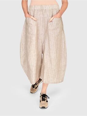 alembika URBAN PYRAMIDS HAREM PANTS, Tan Size 5 (14-16) Striped